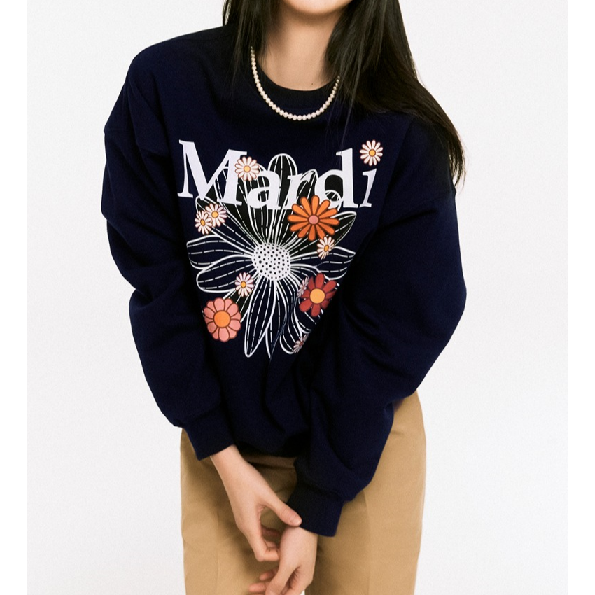 MARDI MERCREDI  SWEATSHIRT FLOWERMARDI BLOSSOM - NAVY WHITE