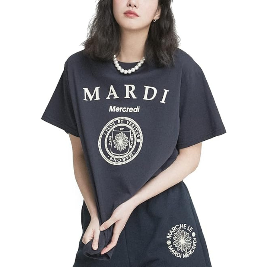 Mardi Mercredi T Shirt Univ - Navy Cream