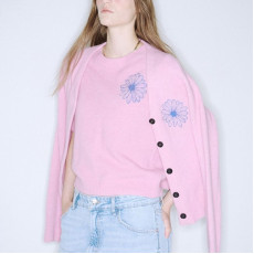 Mardi Mercredi RACCOON BLENDED CARDIGAN V NECK - Pink Blue